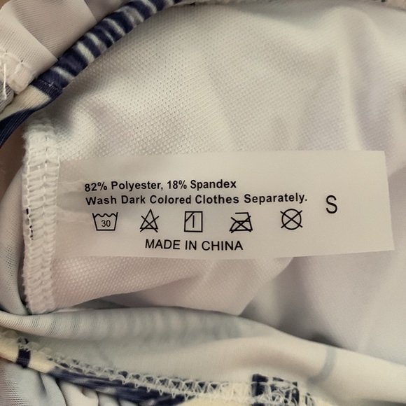 Blue palm leaf high waist bikini set with matching sarong size small never worn - Picture 6 of 9